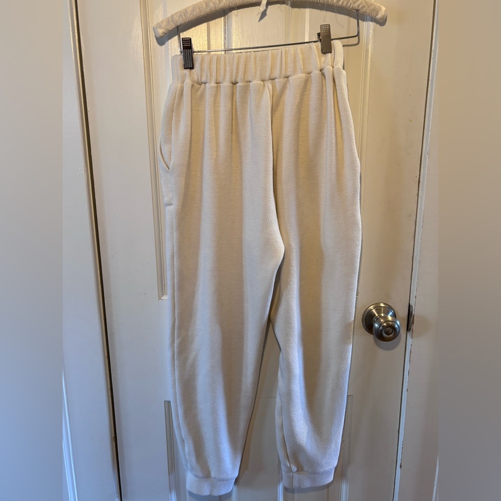 Zara Joggers Elastic Waist Cream Knit SZ Sm Minimalist Loungewear - Picture 6 of 9